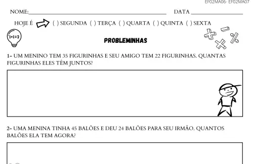 atividade 2º problemas matemáticos